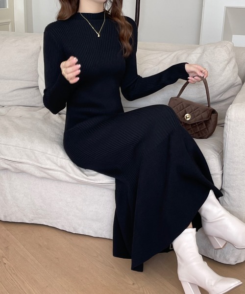 「emi+」 ニットワンピース FREE カーキ レディース_画像9