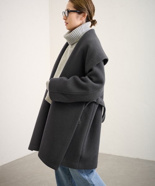 未使用品　フレームワーク　ウール　ショートコート FRAMeWORK（フレームワーク） コート - グレー レディース : ZOZOTOWN