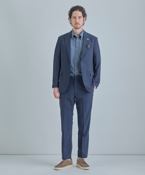 ジャケット テーラードジャケット 「COLE HAAN/コール ハーン」別注 サマーサイロフィルウールピンチェックジャケット「通気性」 メンズの画像