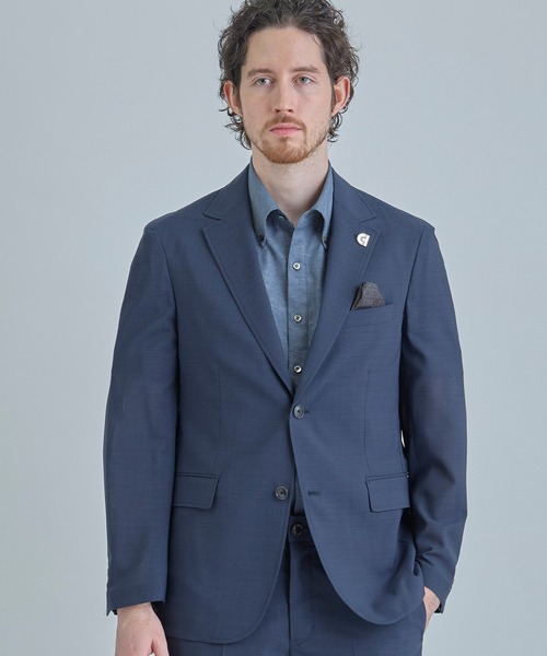 ジャケット テーラードジャケット 「COLE HAAN/コール ハーン」別注 サマーサイロフィルウールピンチェックジャケット「通気性」 メンズの画像