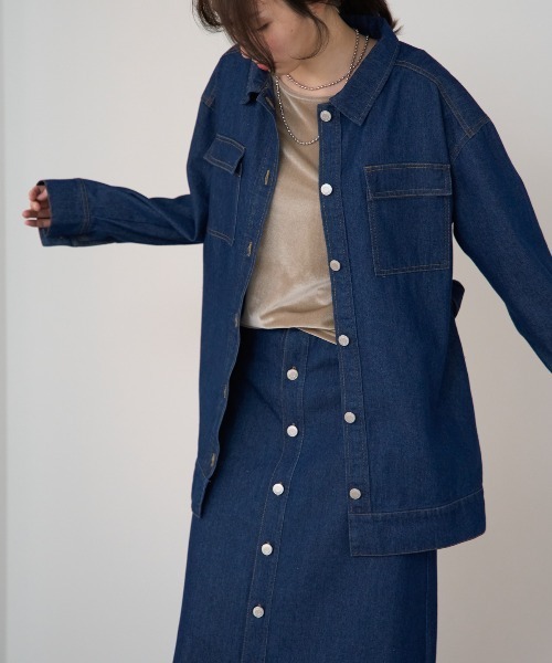 ブラウス シャツ ベルト付きデニムシャツジャケット/セットアップ対応 レディース | TRIANGLE PALETTE | 07