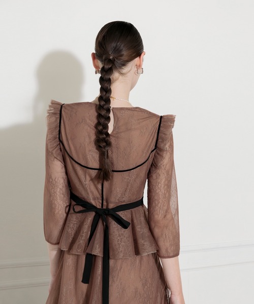 「Leja」 7分袖ワンピース LARGE モカ レディース_画像2