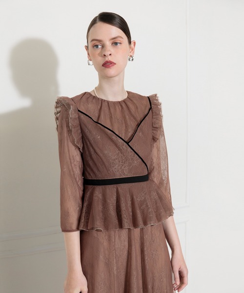 「Leja」 7分袖ワンピース LARGE モカ レディース_画像3