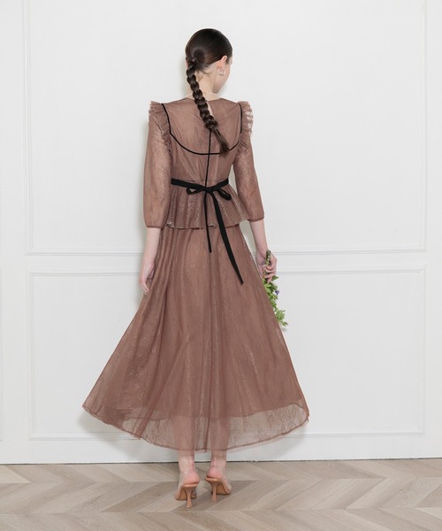 「Leja」 7分袖ワンピース LARGE モカ レディース_画像7