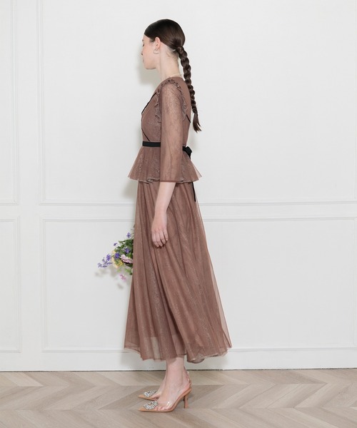 「Leja」 7分袖ワンピース LARGE モカ レディース_画像8