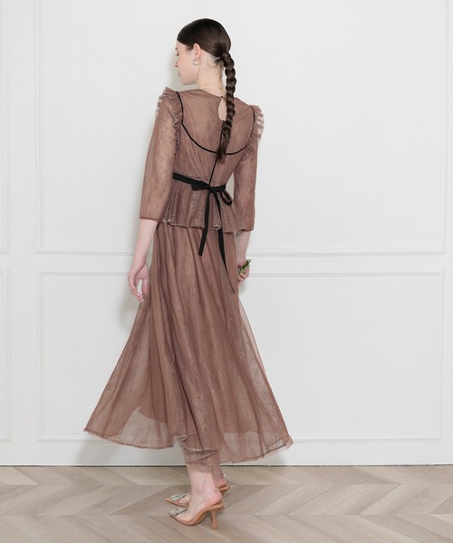 「Leja」 7分袖ワンピース LARGE モカ レディース_画像9