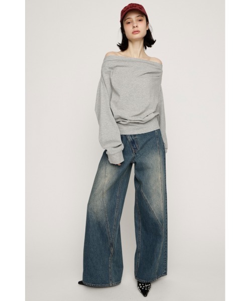 SLY（スライ） トレーナー スウェット TUCKED OFFSHOULDER TOPS オフ