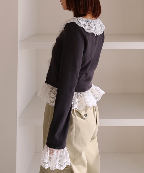 archives（アルシーヴ） tシャツ ドッキングレースフリルカット