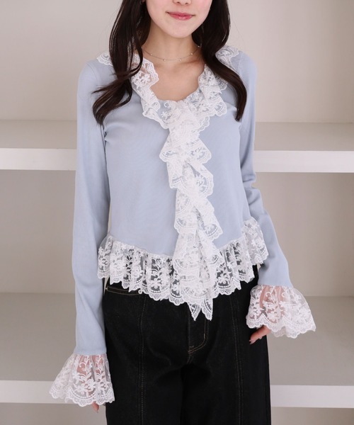 archives（アルシーヴ） tシャツ ドッキングレースフリルカット