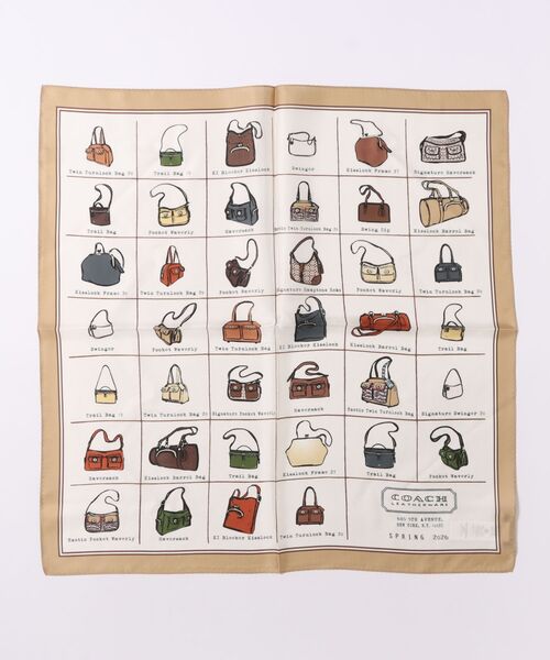 スカーフ バンダナ コーチ オリジナルズ カタログ プリント シルク バンダナ レディースの画像