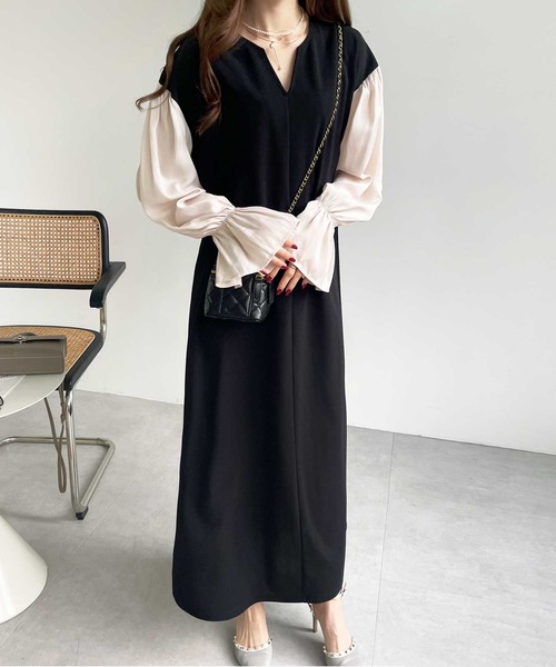 「GeeRA」 長袖ワンピース X-LARGE ベージュ レディース_画像6