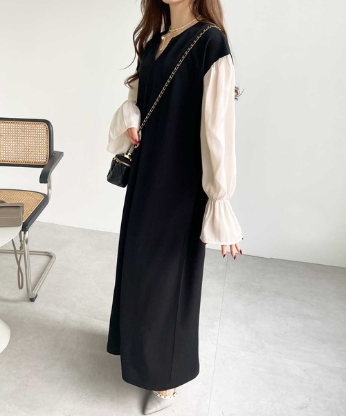 「GeeRA」 長袖ワンピース X-LARGE ベージュ レディース_画像8