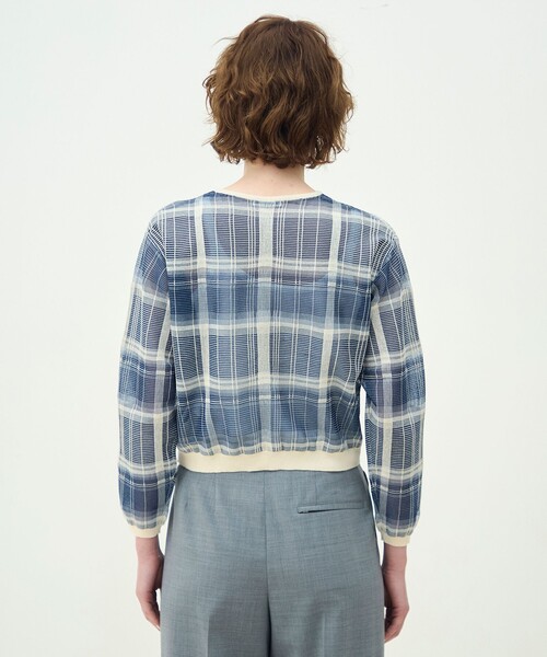 トップス 美品 24AW MACPHEE マカフィー チェックスパーク クルー