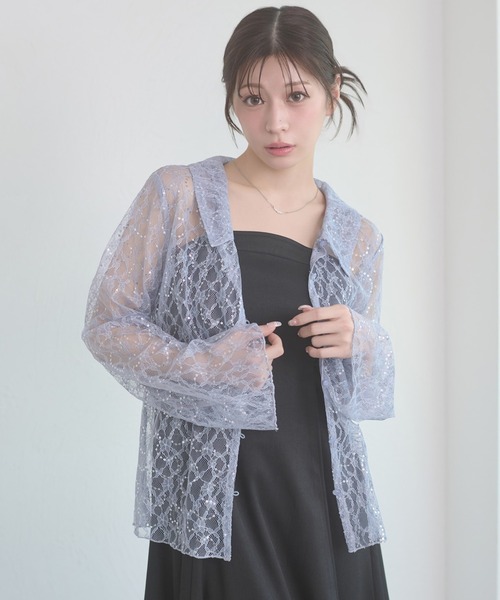 Ambre Neige（アンブルネージュ） ブラウス シャツ sequins lace 
