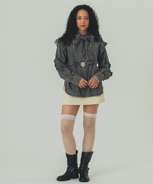 「ROSE BUD」 長袖シャツ ONE SIZE インディゴブルー レディースの画像