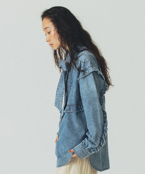 「ROSE BUD」 長袖シャツ ONE SIZE インディゴブルー レディースの画像