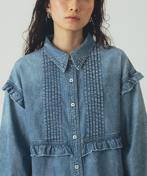 「ROSE BUD」 長袖シャツ ONE SIZE インディゴブルー レディースの画像