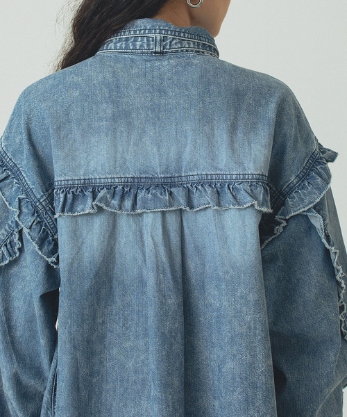 「ROSE BUD」 長袖シャツ ONE SIZE インディゴブルー レディースの画像