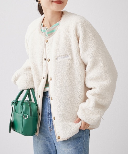 「Columbia」 ノーカラージャケット SMALL ベージュ レディースの画像