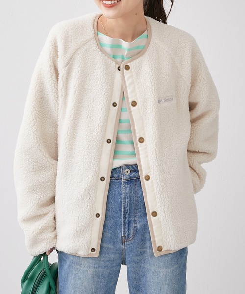 「Columbia」 ノーカラージャケット SMALL ベージュ レディースの画像