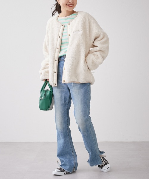 「Columbia」 ノーカラージャケット SMALL ベージュ レディースの画像