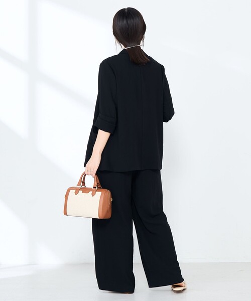 uvカット ワイドパンツ パンツ 「セットアップ対応」ウォッシャブルエアリージョーゼットイージーワイドパンツ レディースの画像