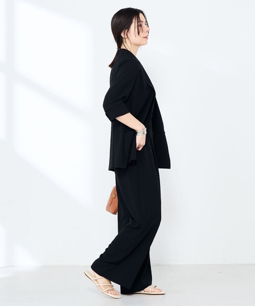 uvカット ワイドパンツ パンツ 「セットアップ対応」ウォッシャブルエアリージョーゼットイージーワイドパンツ レディースの画像