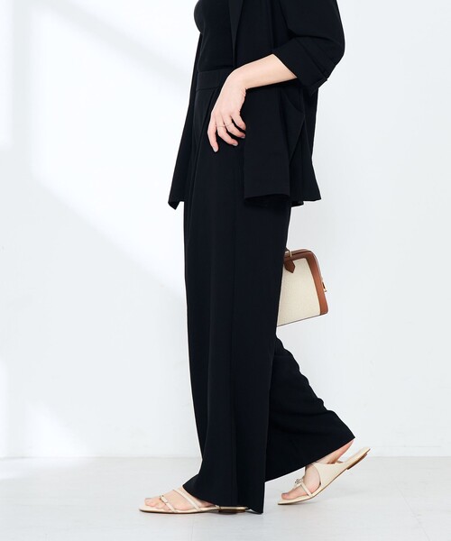 uvカット ワイドパンツ パンツ 「セットアップ対応」ウォッシャブルエアリージョーゼットイージーワイドパンツ レディースの画像