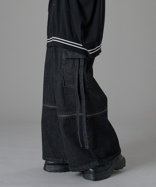 「狐独」 デニムパンツ LARGE ブラック メンズ_画像2