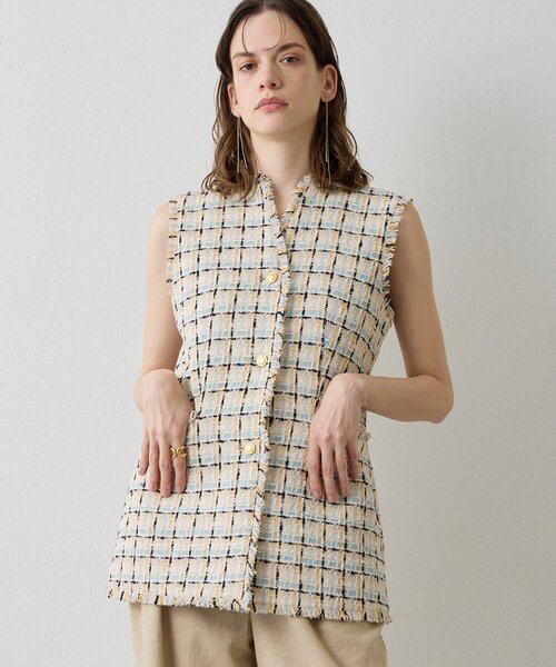 【新品、未使用】Drawing Numbers ベージュノースリーブベスト Drawing Numbers（ドローイングナンバーズ） ベスト ジレ 「Drawing
