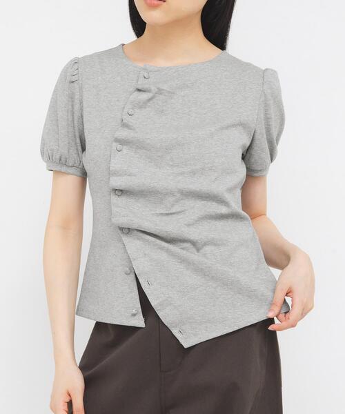 tシャツ アシメトリーデザインカットソー レディースの画像