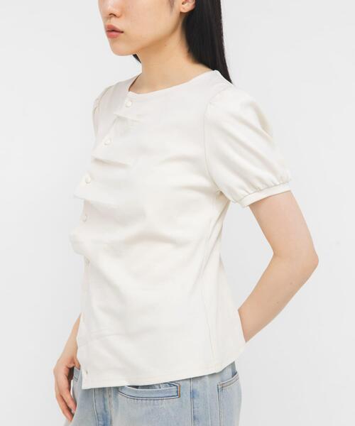tシャツ アシメトリーデザインカットソー レディースの画像