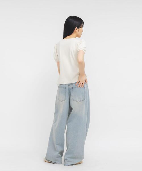 tシャツ アシメトリーデザインカットソー レディースの画像