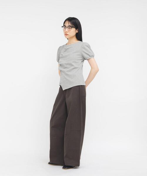 tシャツ アシメトリーデザインカットソー レディースの画像