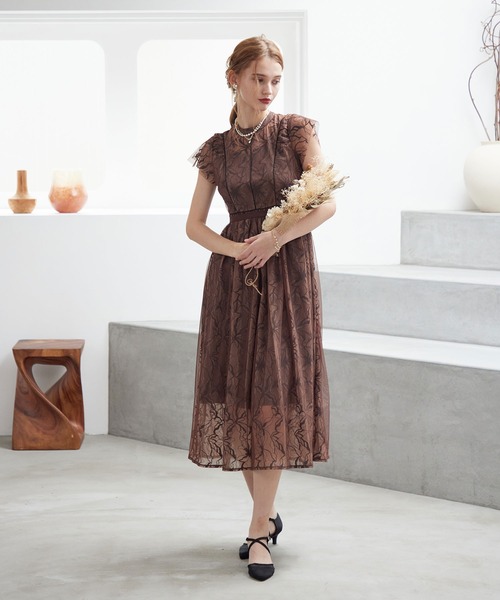「Dorry Doll」 半袖ワンピース M ベージュ レディース_画像3