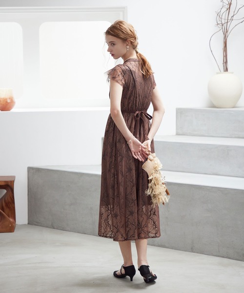 「Dorry Doll」 半袖ワンピース M ベージュ レディース_画像4