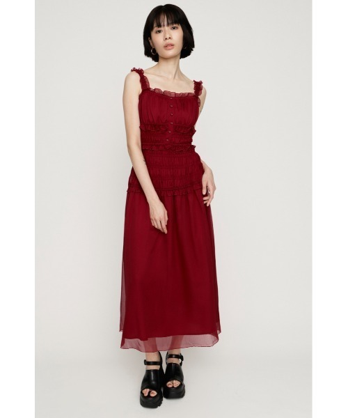 ワンピース SHIRRING FRILL DRESS シャーリングフリルドレス 夏服 秋服