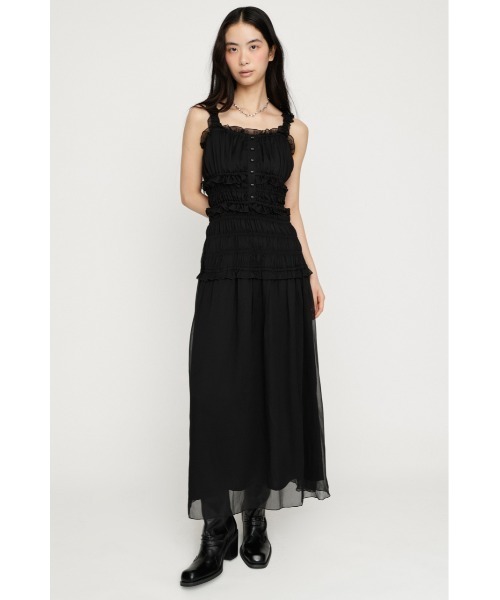 ワンピース SHIRRING FRILL DRESS シャーリングフリルドレス 夏服 秋服