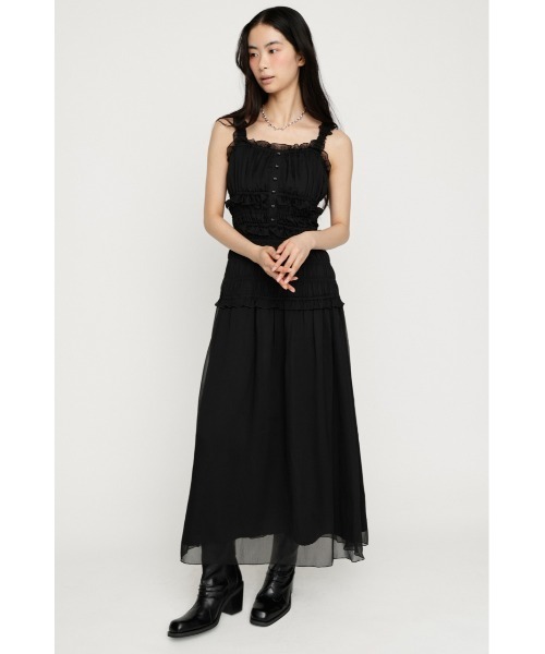 ワンピース SHIRRING FRILL DRESS シャーリングフリルドレス 夏服 秋服