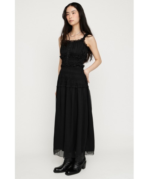 ワンピース SHIRRING FRILL DRESS シャーリングフリルドレス 夏服 秋服