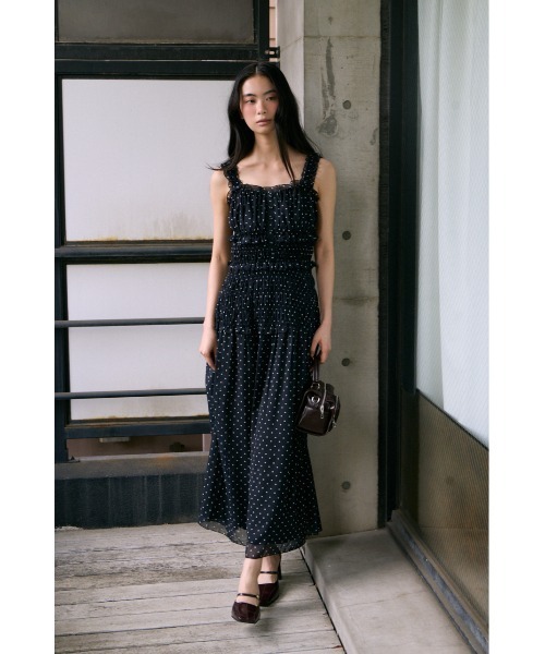 ワンピース SHIRRING FRILL DRESS シャーリングフリルドレス 夏服 秋服