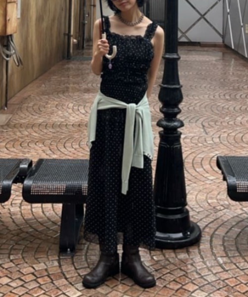 ワンピース SHIRRING FRILL DRESS シャーリングフリルドレス 夏服 秋服