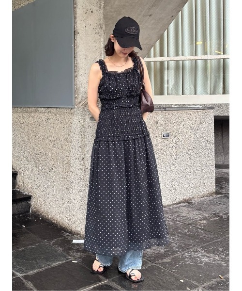 ワンピース SHIRRING FRILL DRESS シャーリングフリルドレス 夏服 秋服