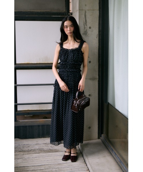 ワンピース SHIRRING FRILL DRESS シャーリングフリルドレス 夏服 秋服