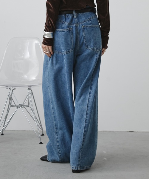 「Aunt Marie's」 デニムパンツ L ライトブルー レディース_画像6