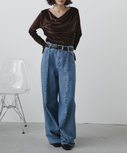 「Aunt Marie's」 デニムパンツ L ライトブルー レディース_画像9