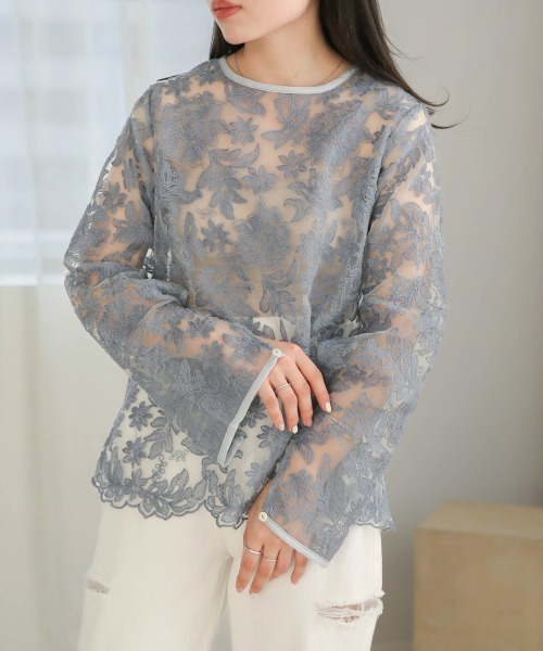 「Bab」 長袖ブラウス M グリーン レディース_画像9