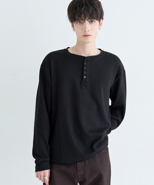 ASTRONOMY ヘンリーネック tシャツ ワッフルヘンリーネック＆クルー