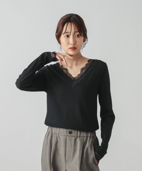 GLOBAL WORK（グローバルワーク） tシャツ BeauteeレースVネックプル