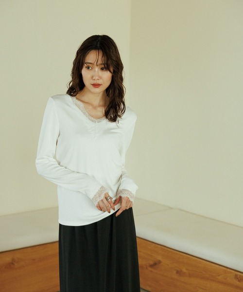 GLOBAL WORK（グローバルワーク） tシャツ BeauteeレースVネックプル